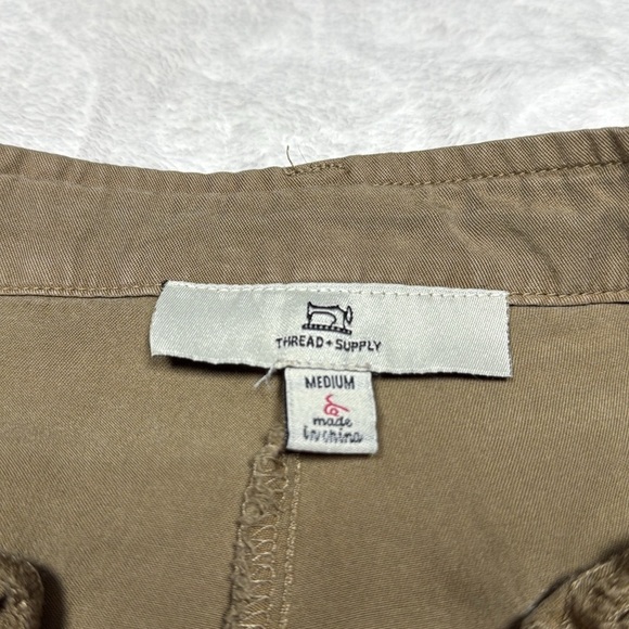 Thread & Supply Women’s Tan Wide Leg Cone Pocket Pants Size M High Waist - Picture 5 of 12